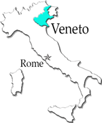 Veneto, Italy wine region map